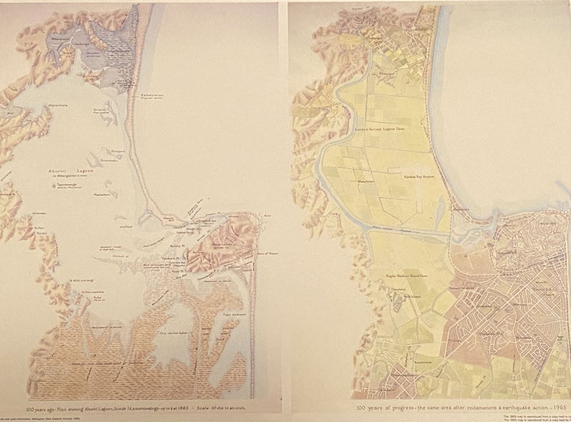 VINTAGE MAP: Napier pre and post earthquake 1865 and 1965 Carousel 1
