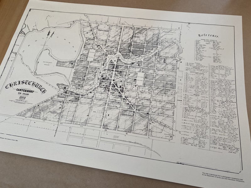 VINTAGE MAP: Christchurch, Canterbury 1862 Carousel 2