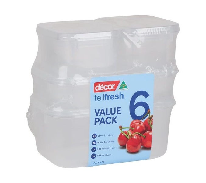 Decor Tellfresh Food Container Set - 6-Piece (Assorted Sizes) Carousel 1