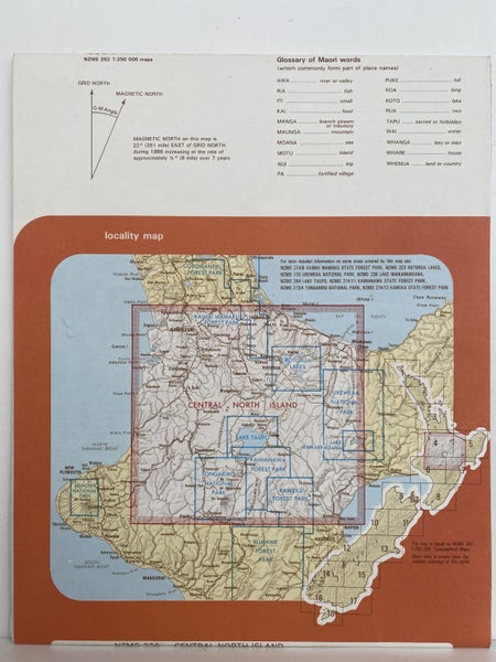 VINTAGE ROAD MAP: Central North Island 1980s - NEW Carousel 2