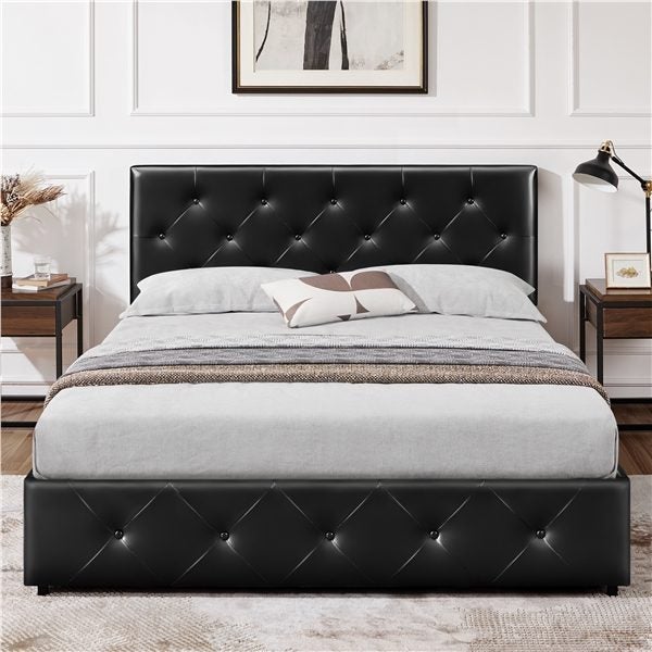 Queen Bed Frame with Drawer Storage Carousel 1