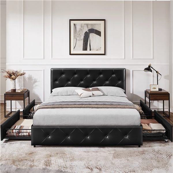 Queen Bed Frame with Drawer Storage Carousel 2
