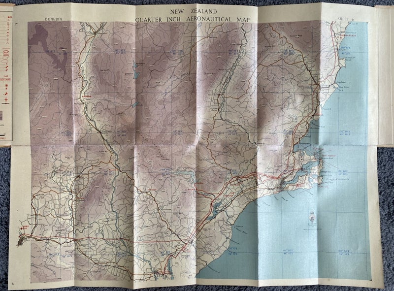 VINTAGE AERONAUTICAL CHART: Flying Map, Sheet No. 6, Dunedin 1942 Carousel 6