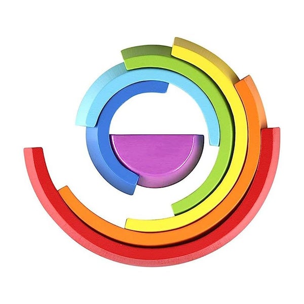 Toy Wooden Rainbow Stacker Nesting Puzzle Blocks Tunnel Jigsaw -Muiltcolor Carousel 6