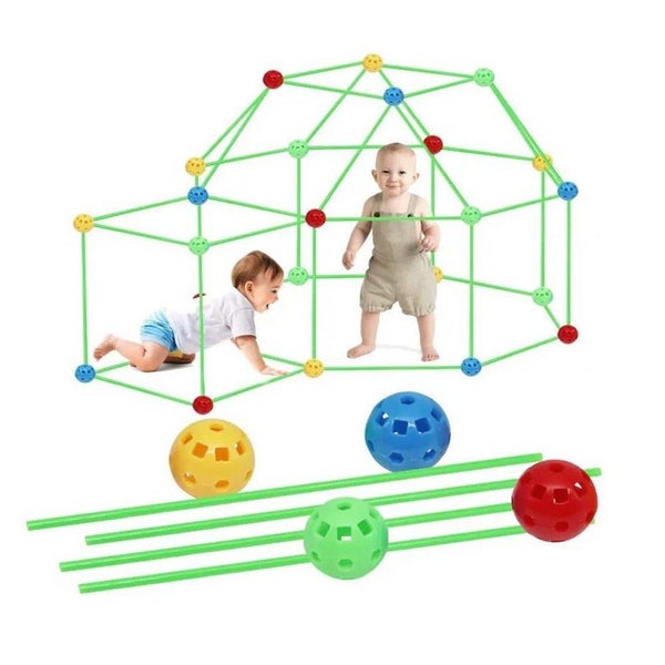 121Pcs Fort Building Kit Construction Toys DIY Castles 3D Play House Tent Gift Carousel 1