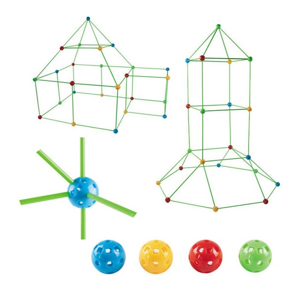 121Pcs Fort Building Kit Construction Toys DIY Castles 3D Play House Tent Gift Carousel 7