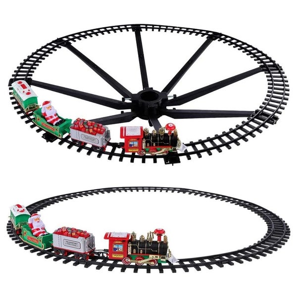Christmas Train Set with Lights Sounds Electric Train Around Christmas Tree Carousel 2