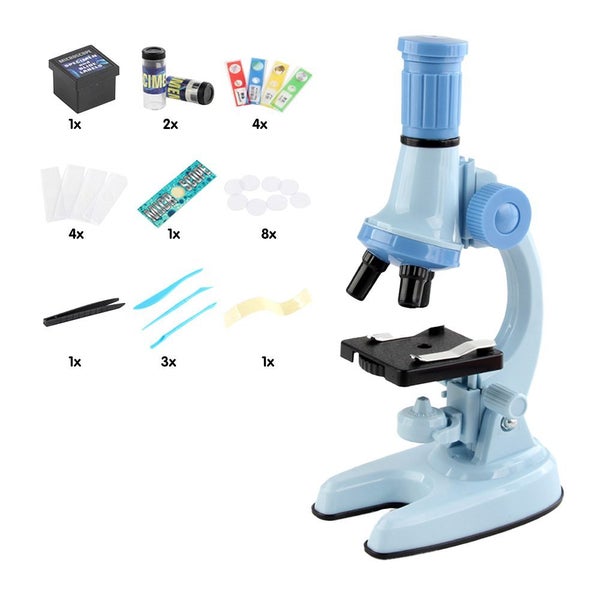Toy 1200X Magnification Kids Microscope Toy Kit Biological Microscope Kit-Blue Carousel 1