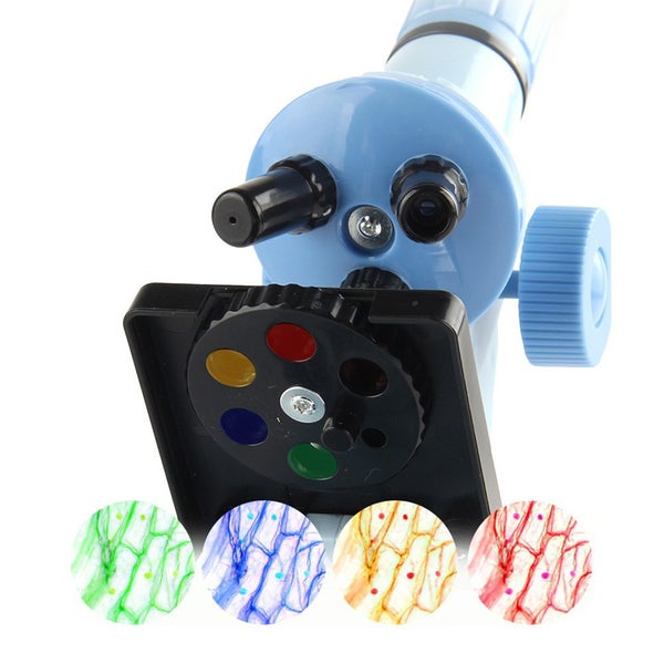 Toy 1200X Magnification Kids Microscope Toy Kit Biological Microscope Kit-Blue Carousel 2