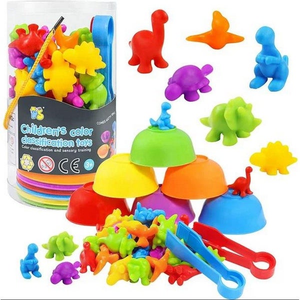 Counting Dinosaurs Toys Matching Game for Kids with Sorting Bowls Learning Toy Carousel 1