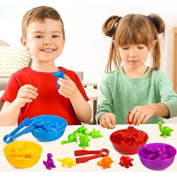 Counting Dinosaurs Toys Matching Game for Kids with Sorting Bowls Learning Toy Carousel 5