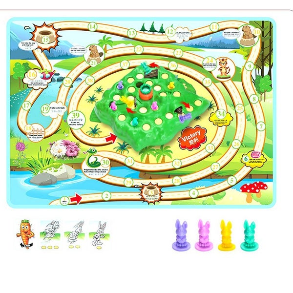 Bunny Trap Game Toy Set Rabbit Interactive Education Toy Race Board Game Carousel 1