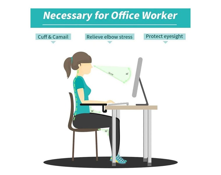 Ergonomic Office Chair Adjustable Armrest Pads Rotating Arm Rest Office Desk Carousel 2