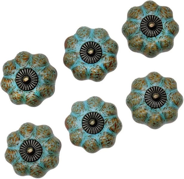 Set Of 6 Door Knobs Drawer Pulls Cupboard Pulls Ceramic Carousel 1