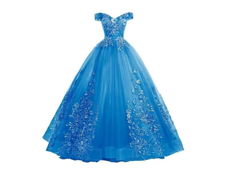 16 Lake Blue Quinceanera Dresses Off Shoulder Ball Gown For Sweet 15 Prom Carousel 2