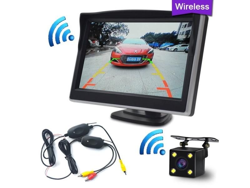 Vehicle HD Wireless Rear View Camera 4.3/5 In Mirror Foldable Monitor Car Carousel 2