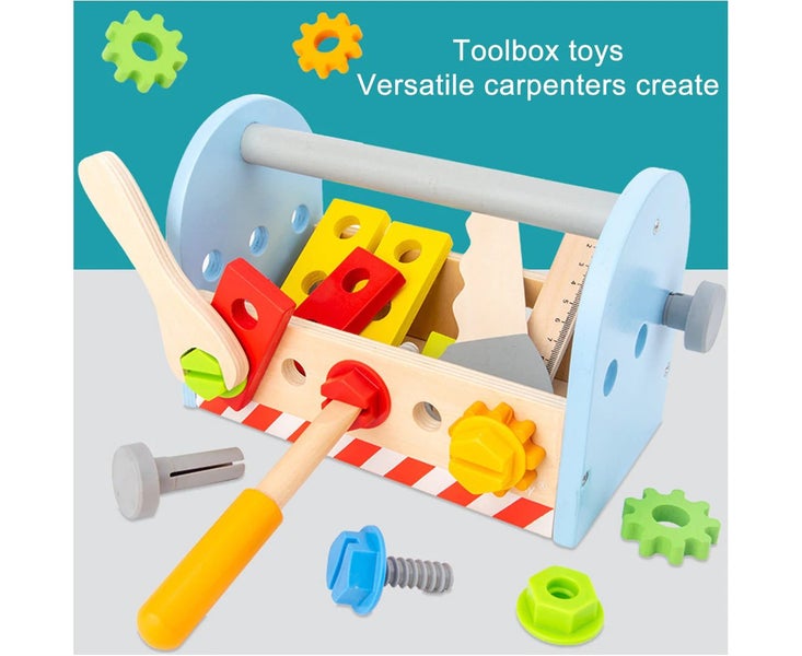 Wooden Tool Box Simulated DIY Portable Role Play Screws Tool Toys for Toddler Carousel 2