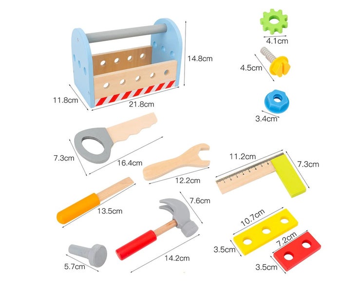 Wooden Tool Box Simulated DIY Portable Role Play Screws Tool Toys for Toddler Carousel 4