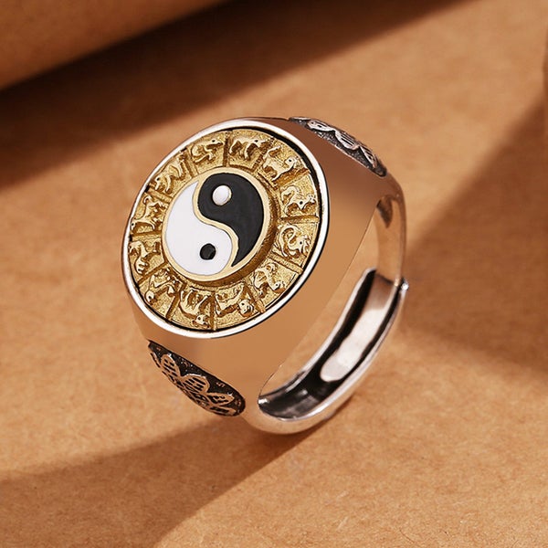 (Taichi Spinner Ring) Bagua Ring Wheel Ring Silver Ring RSV8KNG-6 Carousel 1