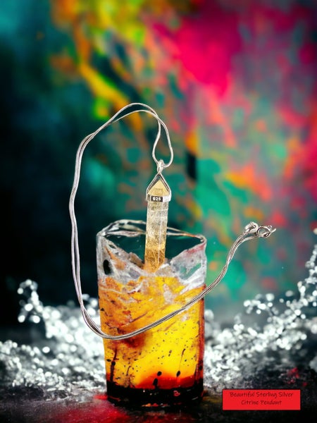 CITRINE CRYSTAL PENDANT ON STERLING SILVER CHAIN Carousel 1
