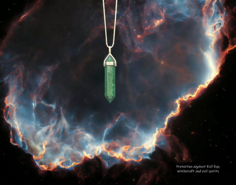 MALACHITE PENDANT ON STERLING SILVER CHAIN Carousel 2