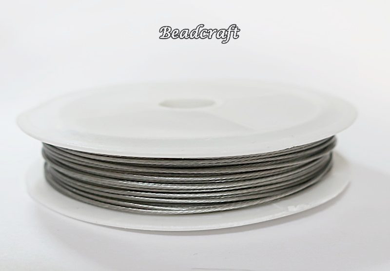 TIGER TAIL WIRE .8 mm DARK SILVER - COMBINE SHIPPING Carousel 1