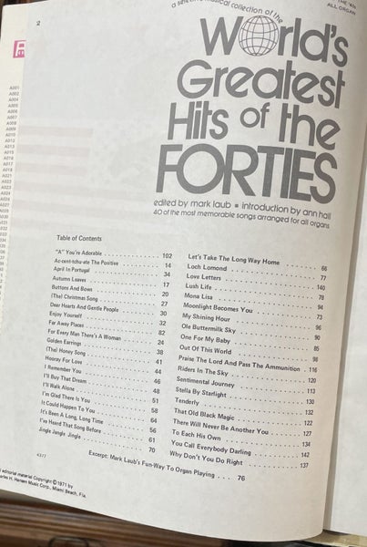 World's Greatest Hits of the Forties All Organ Carousel 2