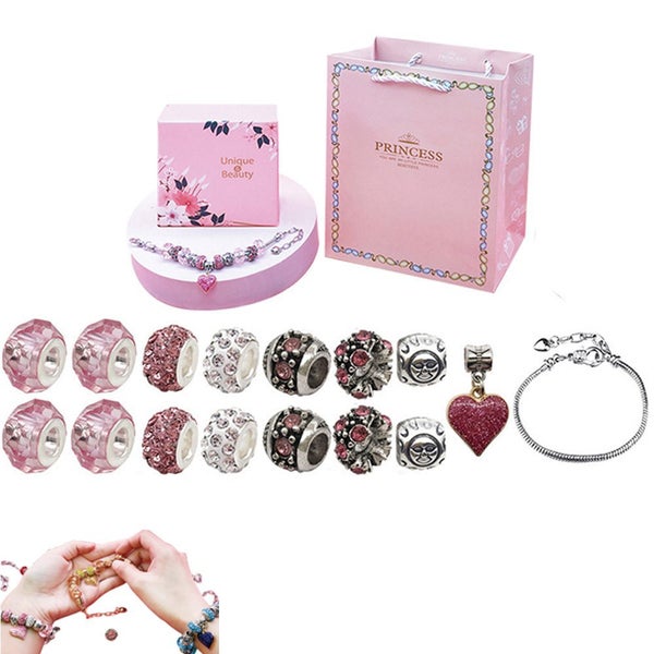 16Pcs Charm Bracelet Making Kit DIY Jewelry Bracelet Ornaments -Pink Carousel 1