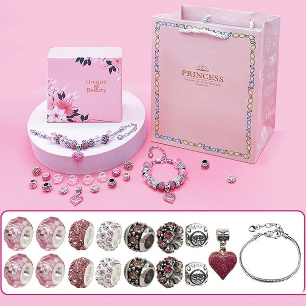 16Pcs Charm Bracelet Making Kit DIY Jewelry Bracelet Ornaments -Pink Carousel 2