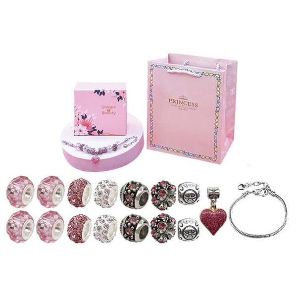16Pcs Charm Bracelet Making Kit DIY Jewelry Bracelet Ornaments -Pink Carousel 4