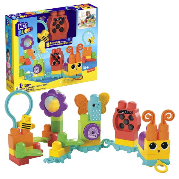 Mega Bloks Sensory Toy Blocks Move N Groove Caterpillar, 24 Pieces Carousel 1