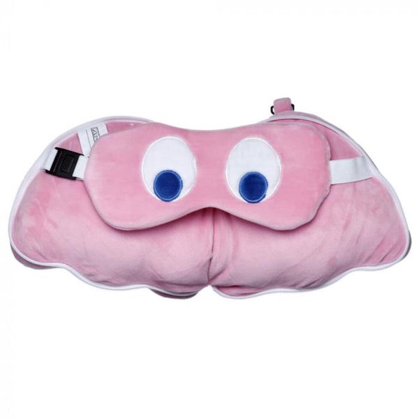 Relaxeazzz Pac-Man Ghost Travel Pillow & Eye Mask Set (Pink) - 17cm Carousel 1