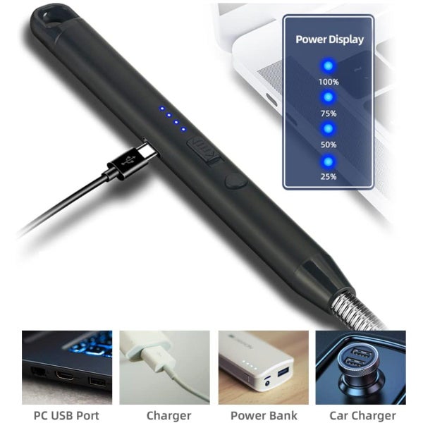 Electric Lighter Silver, Windproof Rechargeable Candle Lighter64331668716291113