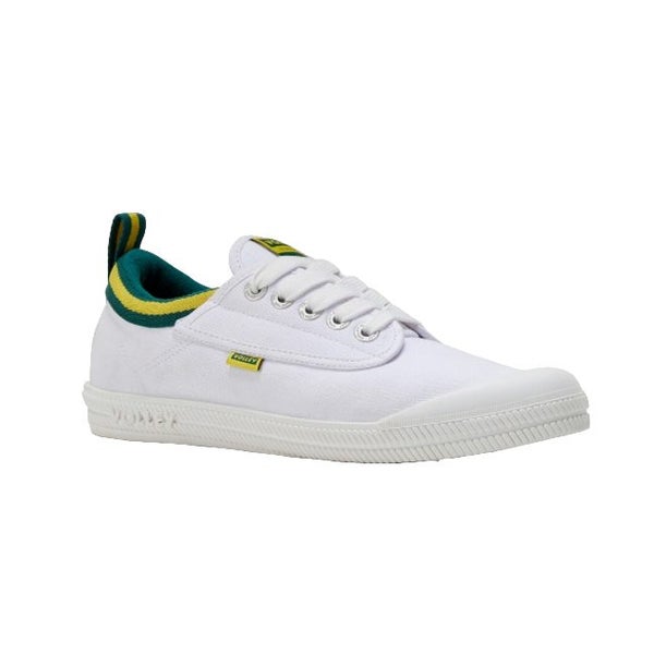2 X Mens Volley White, Green & Gold International Low Volleys Shoes Carousel 1