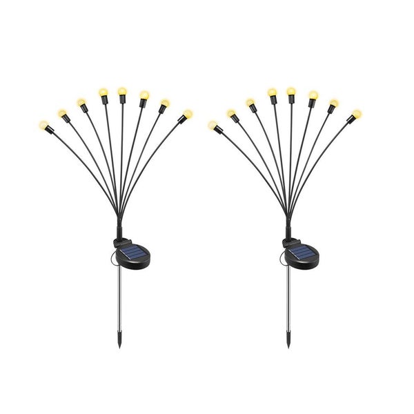 2Pcs 8LED Solar Firefly Light Ground Patio Stake Walkway Lamp-Yellow Carousel 2