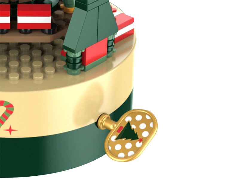 Assemblable Christmas Tree Building Block Kits Rotating Xmas Clockwork Music Box Carousel 6