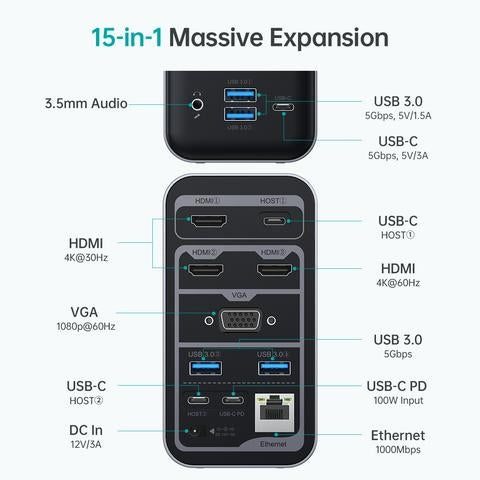 Hub M21 15 In 1 Usb Docking Station USB Cables Hubs & Adapters Choetech Carousel 2