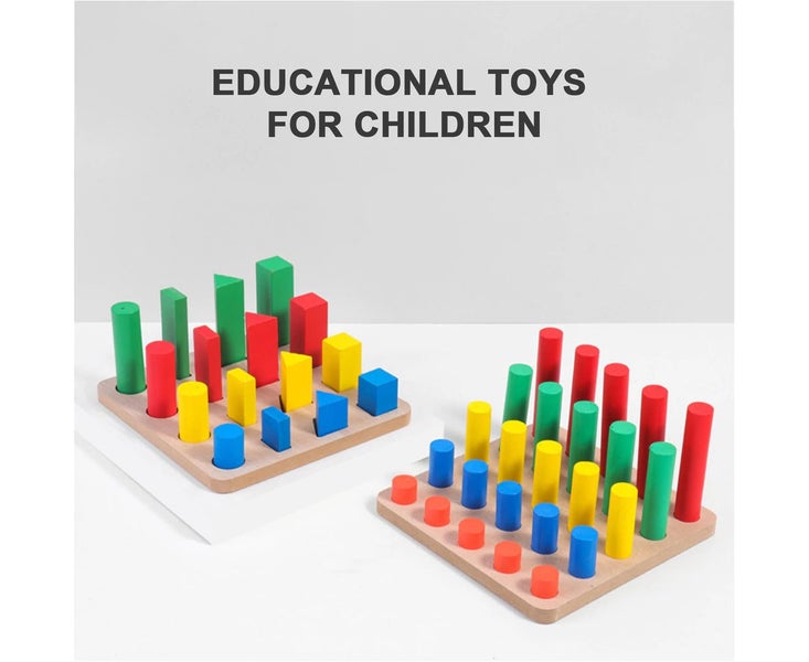 Wooden Block Toy Coordinate Focus Tangram Circular Column Brain Game for Carousel 2