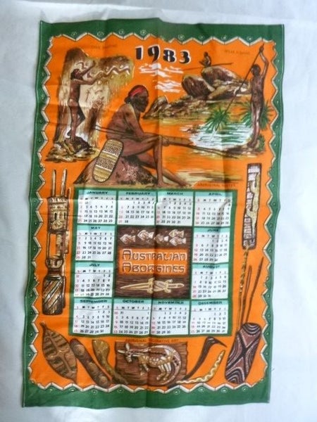Australian Aborigines 1983 Calendar Cotton Tea Towel Carousel 1
