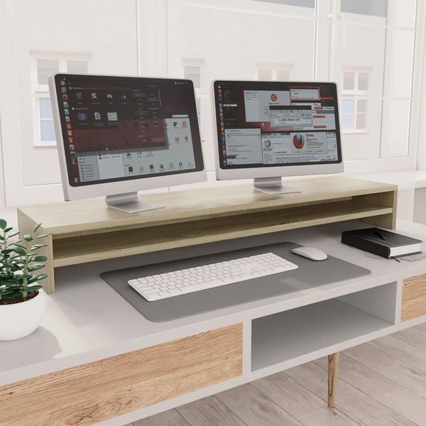Monitor Stand Sonoma Oak 100x24x13 Cm Chipboard Nbbttl Carousel 1