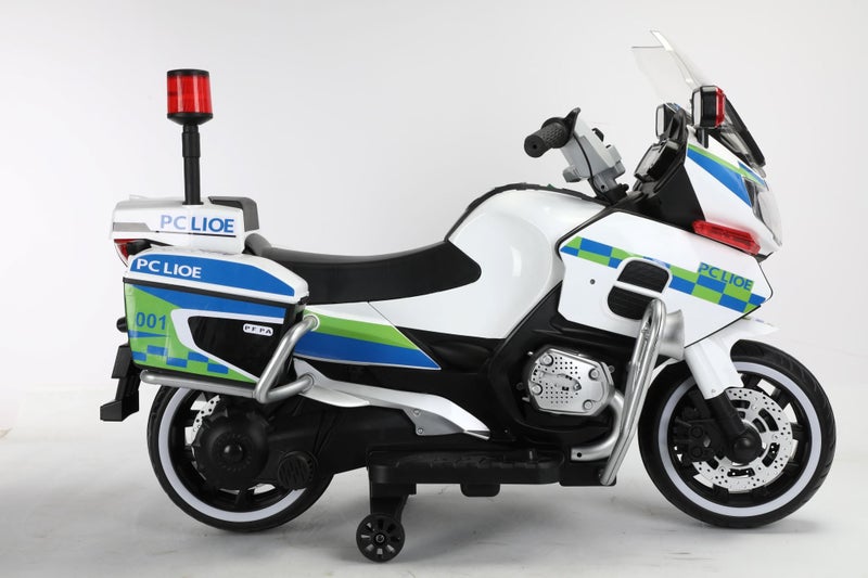 Kids Ride On Police Motorcycle Battery powered Leather Seat 12v Carousel 2