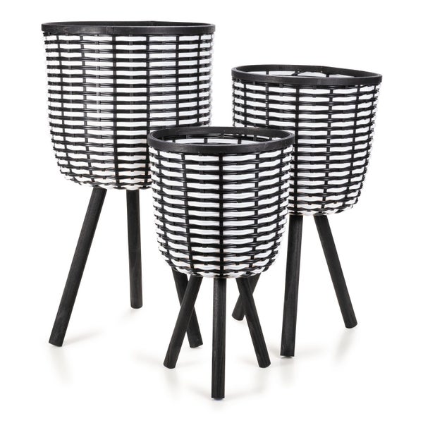Capella Planter - Set of 3 - Black & White Carousel 1