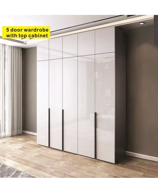4Door 1.8m Quality Ikea style Wardrobe with Top Cabinet instock White Carousel 2