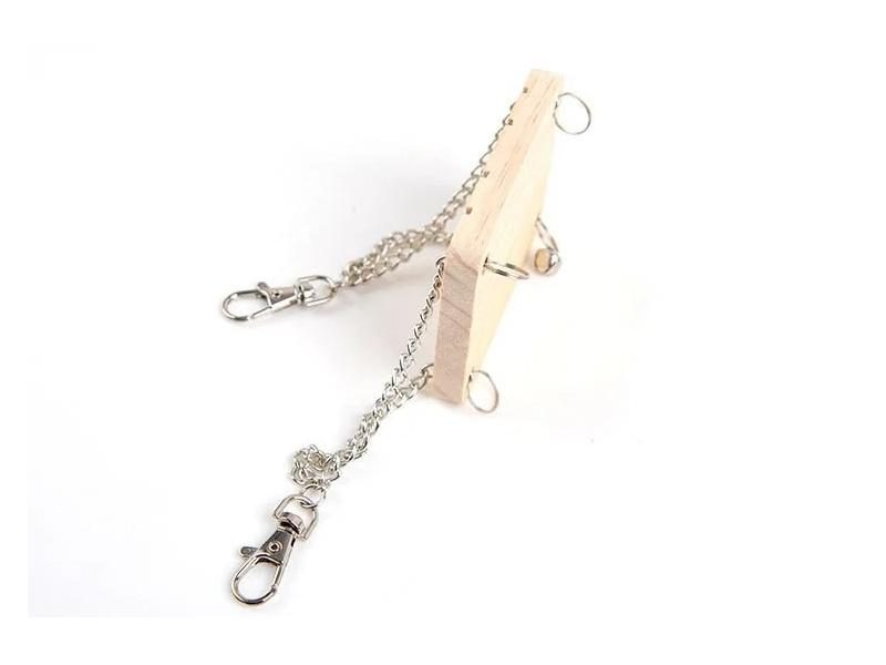 1Pcs Pet Toy Hamster Bell Swing Wooden Parrot Platform Suspension Bridge Carousel 1