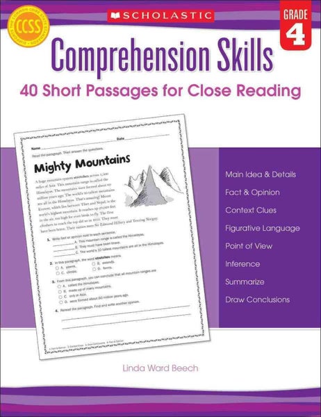 Comprehension Skills: 40 Short Passages for Close Reading: Grade 4 by Linda Beec Carousel 1