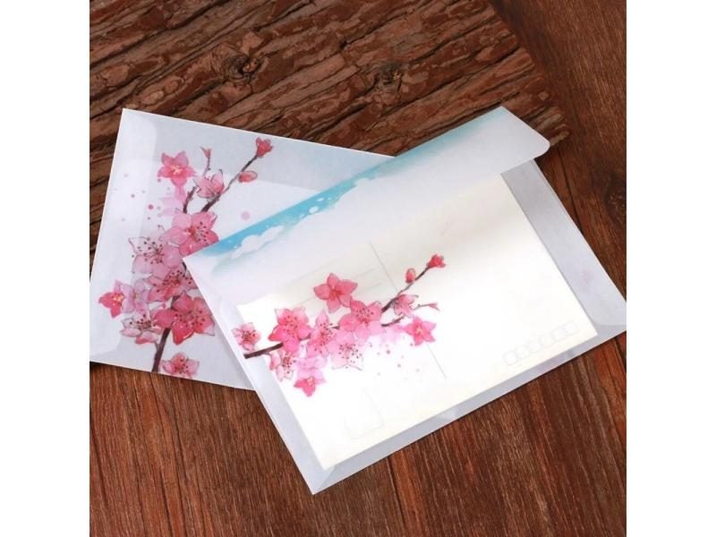 5pcs Vintage Peach Blossom Envelope Kawaii Wedding Greeting Card Cover School Carousel 1