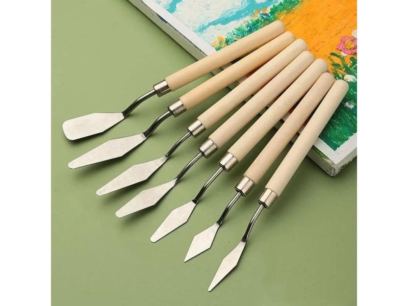 7pcs Set Stainless Steel Artist Painting Palette Knife Set Carousel 2
