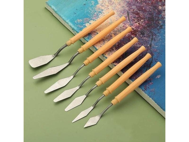 7pcs Set Stainless Steel Artist Painting Palette Knife Set Carousel 1
