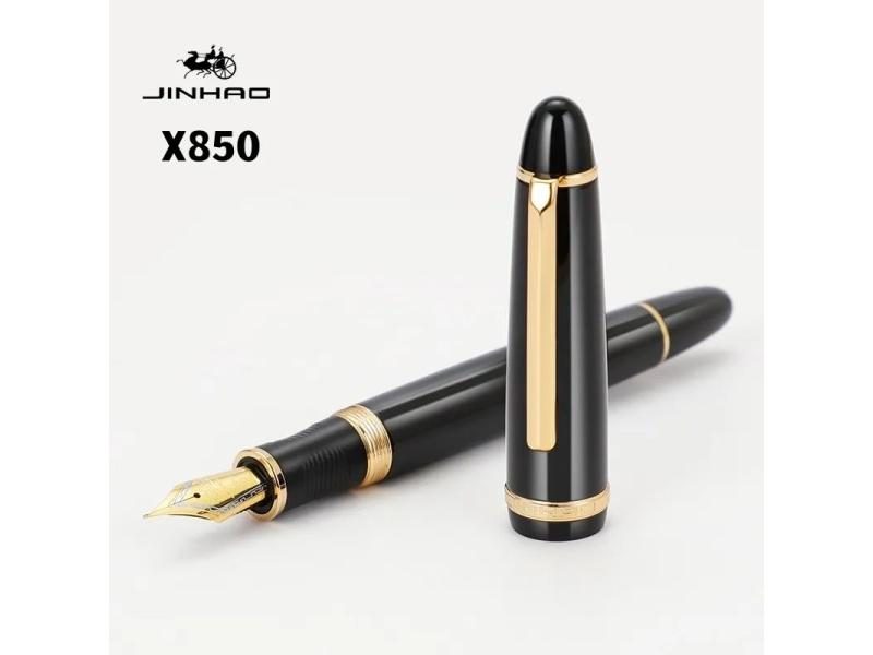 Jinhao X850 Fountain Pen Copper Barrel Gold Clip Iraurita Fine / Medium Nib For Carousel 2
