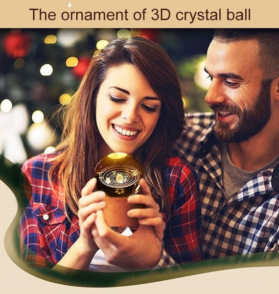 Crystal ball 3d night light - love rose Carousel 4